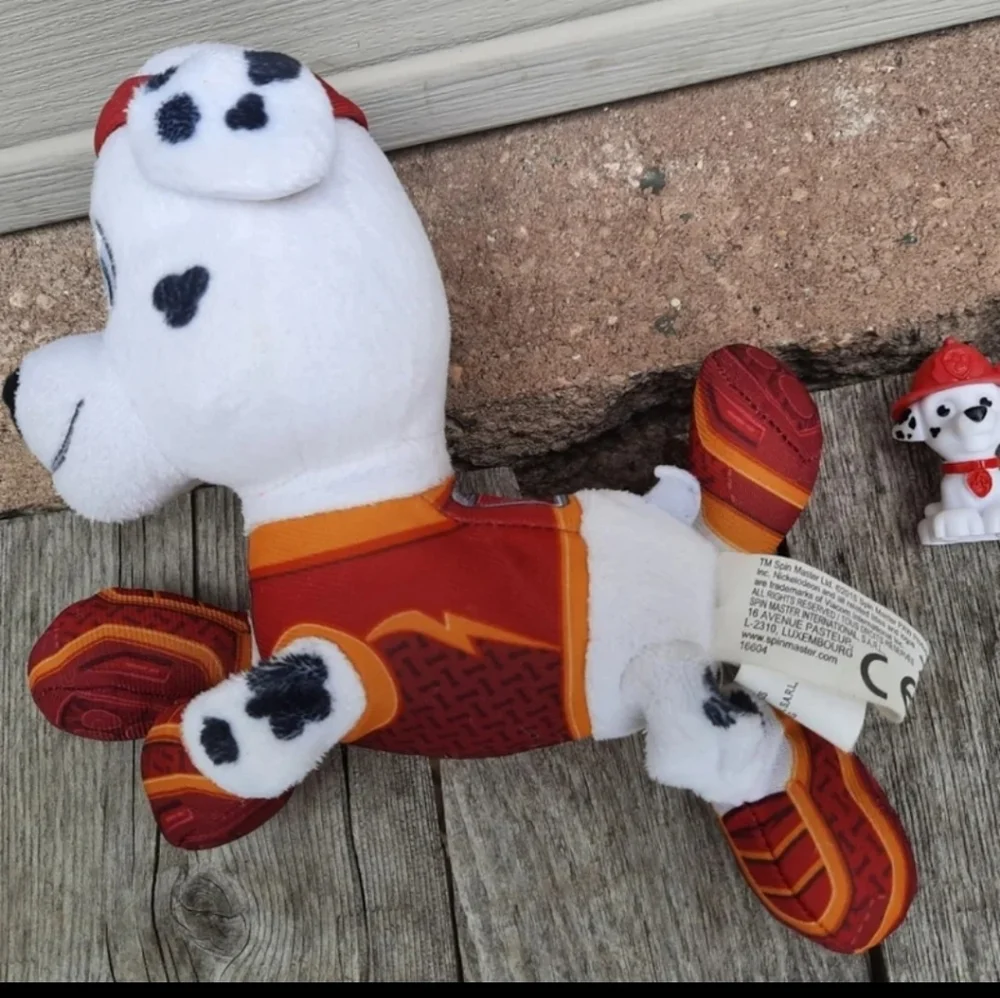 Lot 2 Paw Patrol Stuffed Animal & Plastic figurine Marshall